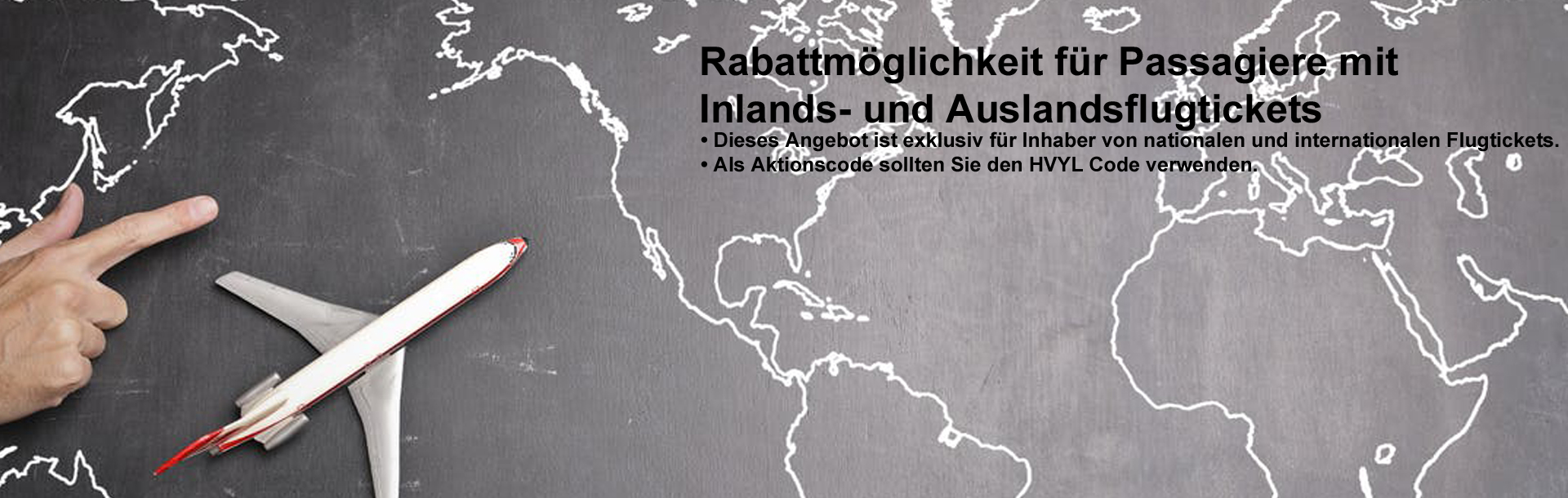 Rabattmöglichkeit für Passagiere mit nationalen und internationalen Flugtickets!